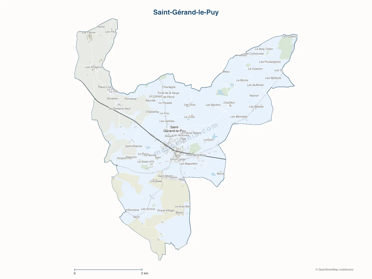 Carte de Saint-Gérand-le-Puy à personnaliser
