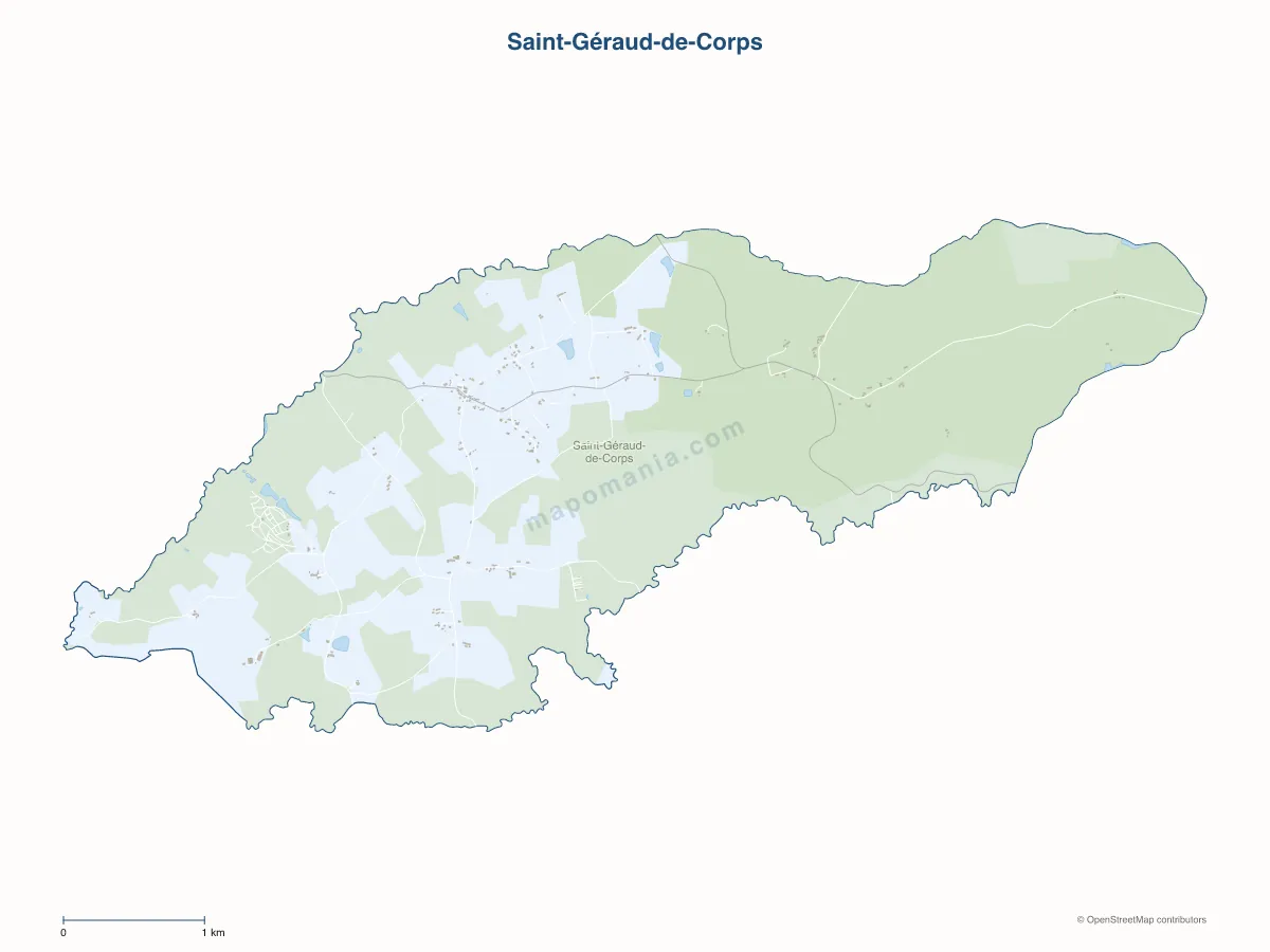 Carte de Saint-Géraud-de-Corps à personnaliser