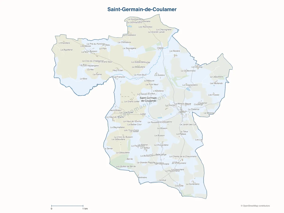 Carte de Saint-Germain-de-Coulamer à personnaliser