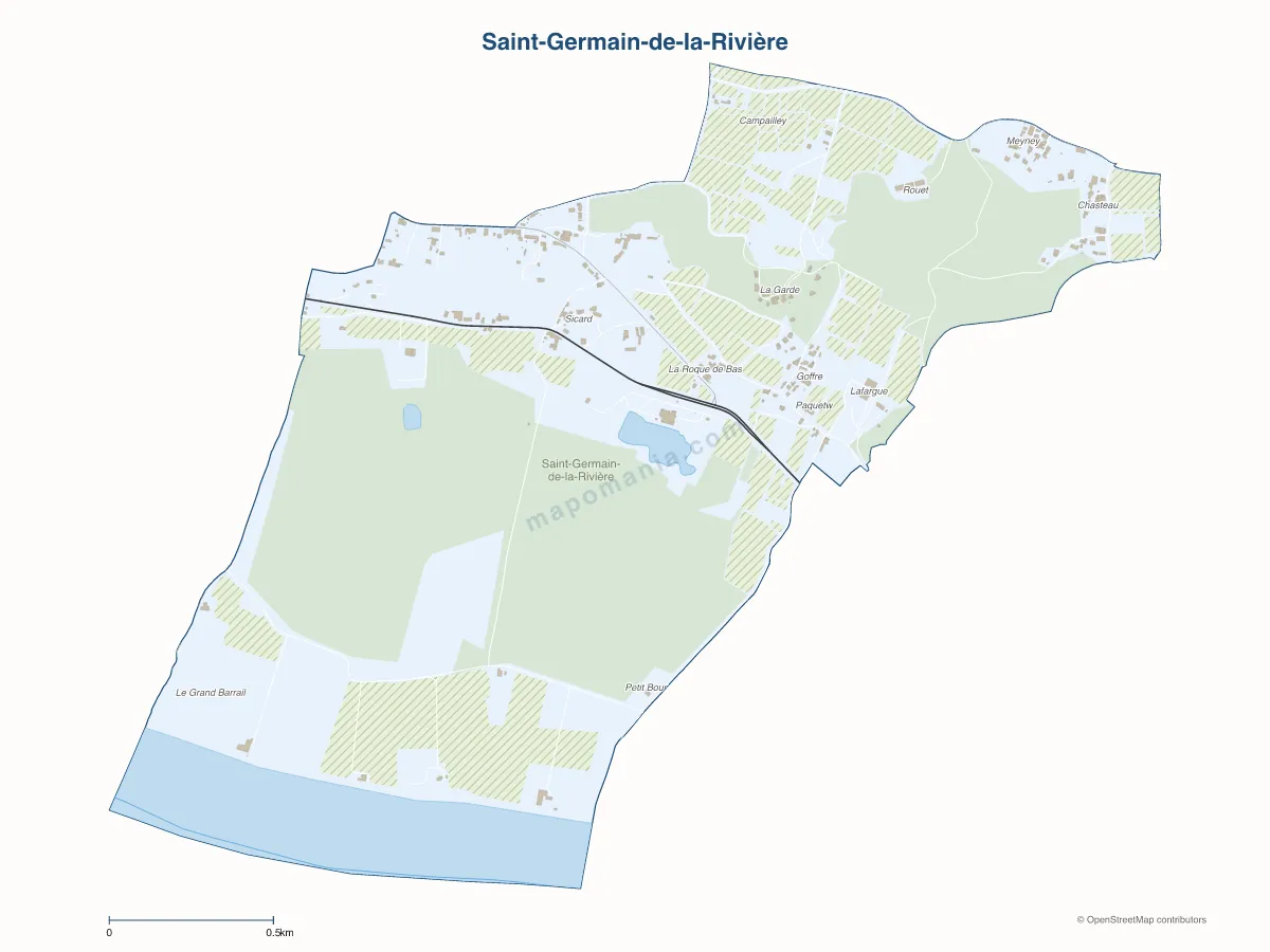 Carte de Saint-Germain-de-la-Rivière à personnaliser