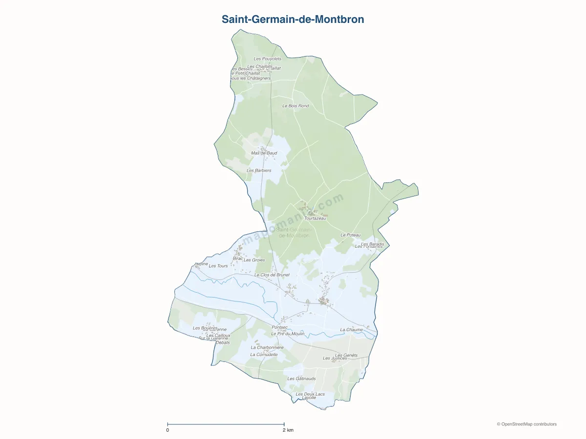 Carte de Saint-Germain-de-Montbron à personnaliser