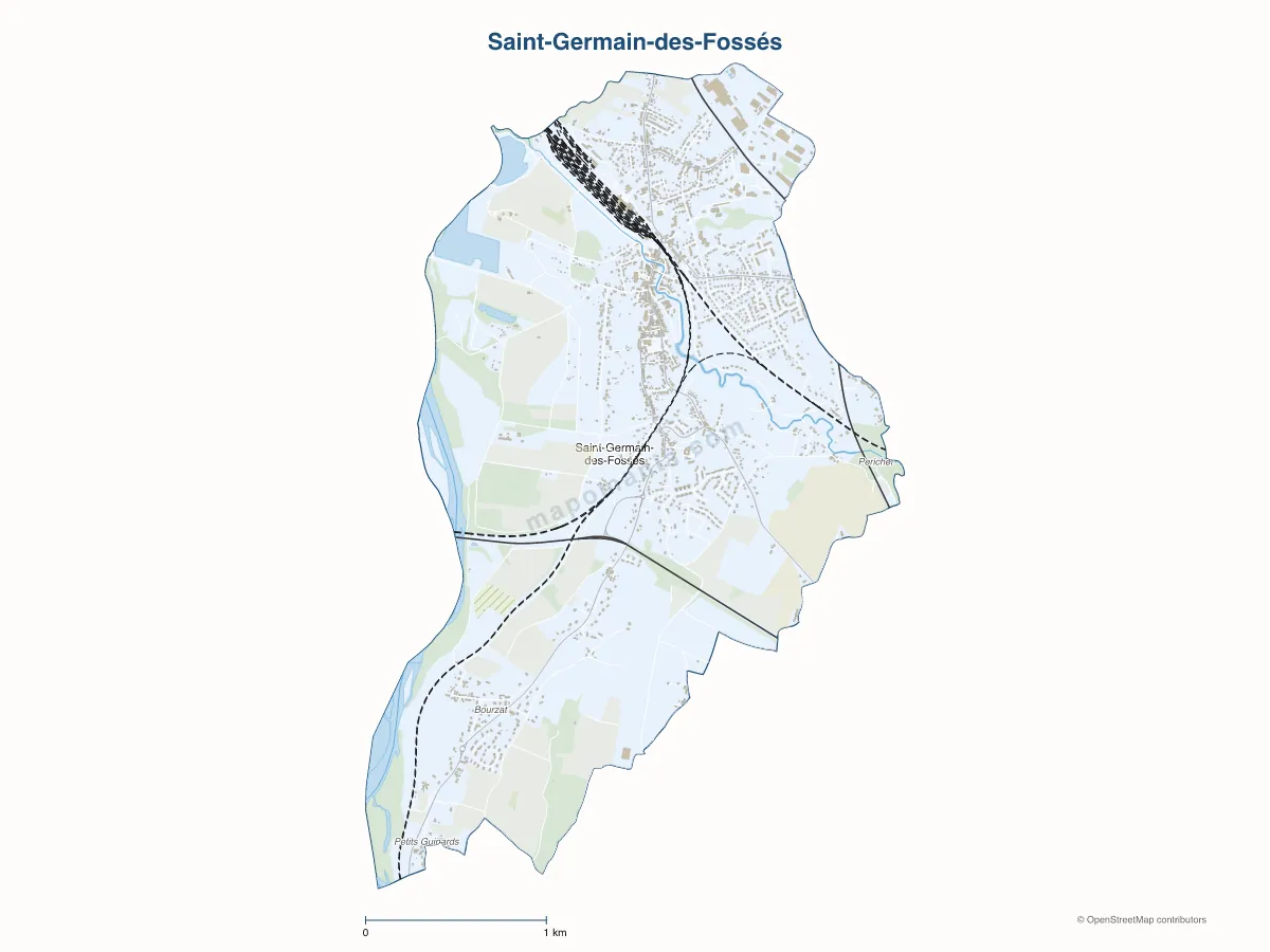 Carte de Saint-Germain-des-Fossés à personnaliser