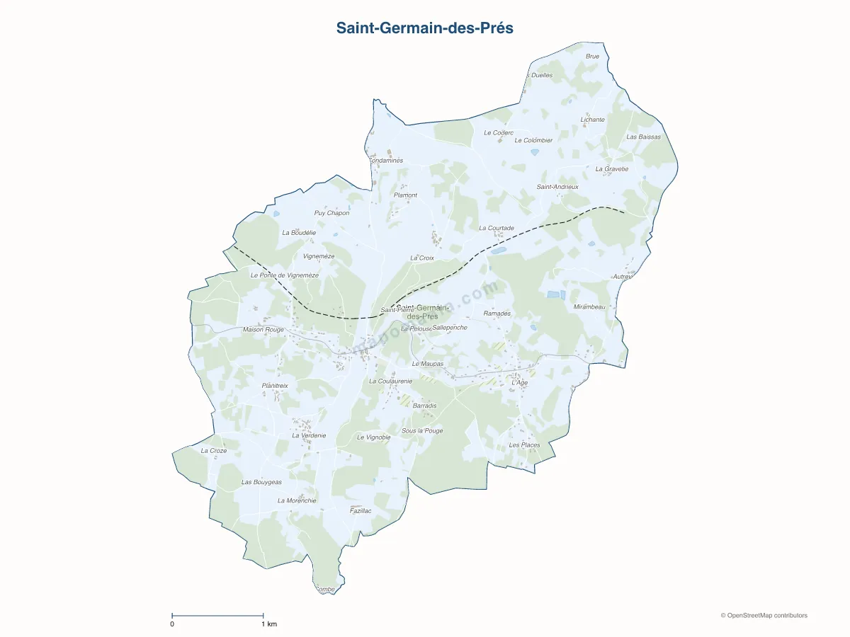 Carte de Saint-Germain-des-Prés à personnaliser