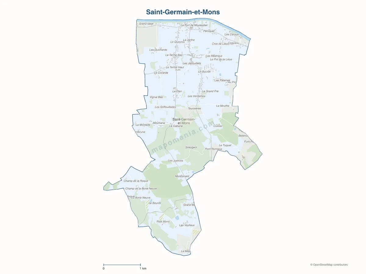 Carte de Saint-Germain-et-Mons à personnaliser