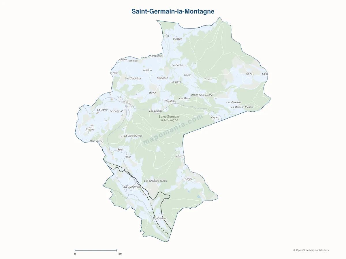 Carte de Saint-Germain-la-Montagne à personnaliser