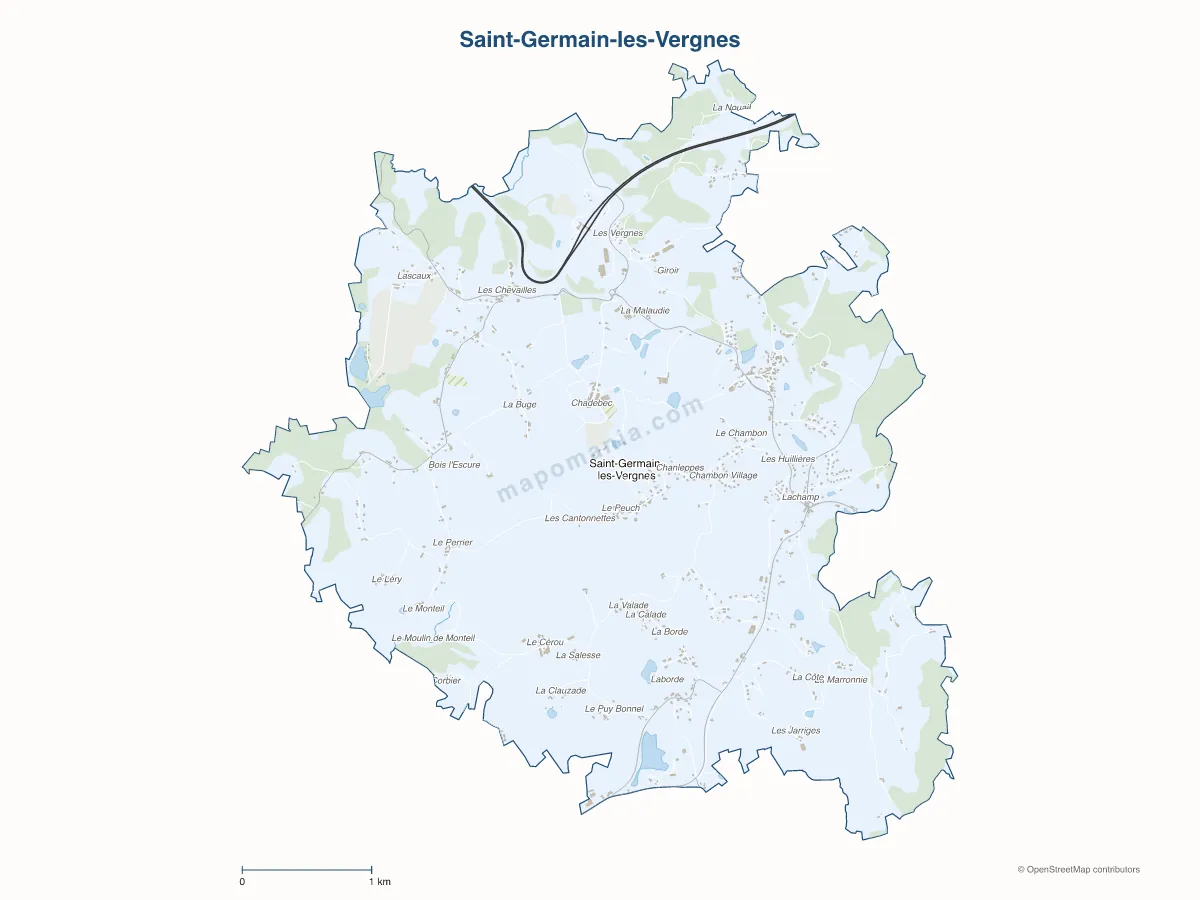 Carte de Saint-Germain-les-Vergnes à personnaliser