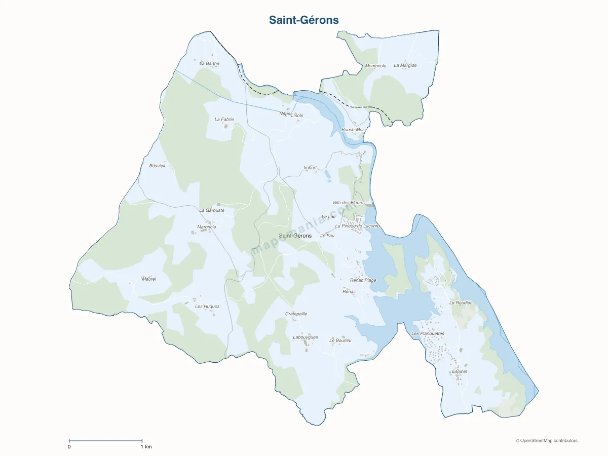 Carte de Saint-Gérons à personnaliser