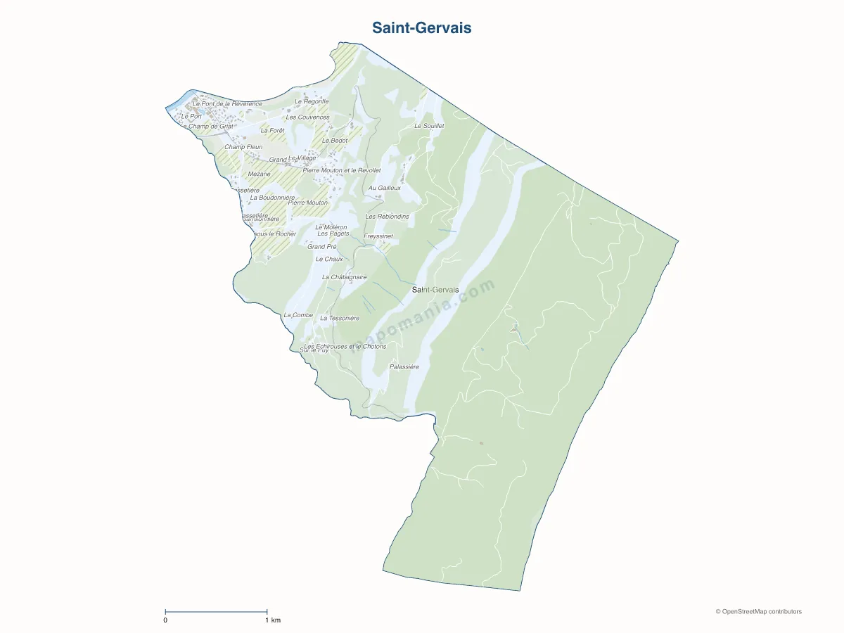 Carte de Saint-Gervais à personnaliser