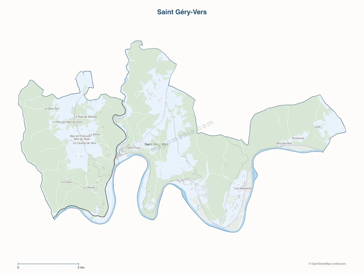 Carte de Saint Géry-Vers à personnaliser