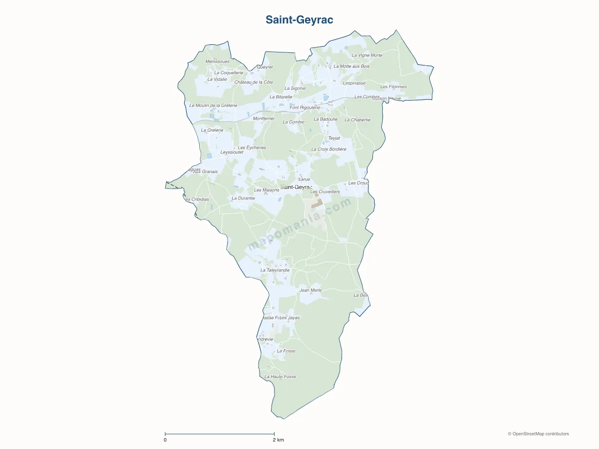 Carte de Saint-Geyrac à personnaliser