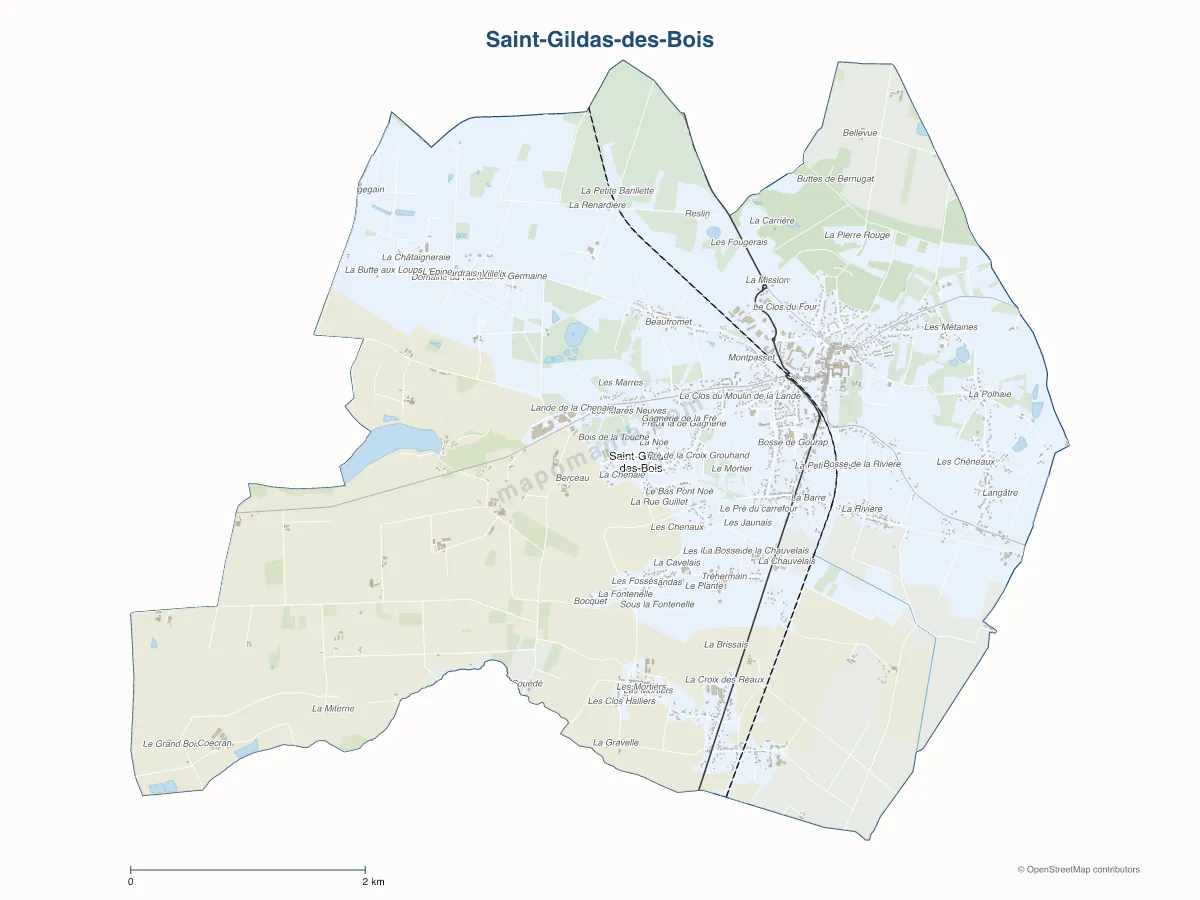 Carte de Saint-Gildas-des-Bois à personnaliser
