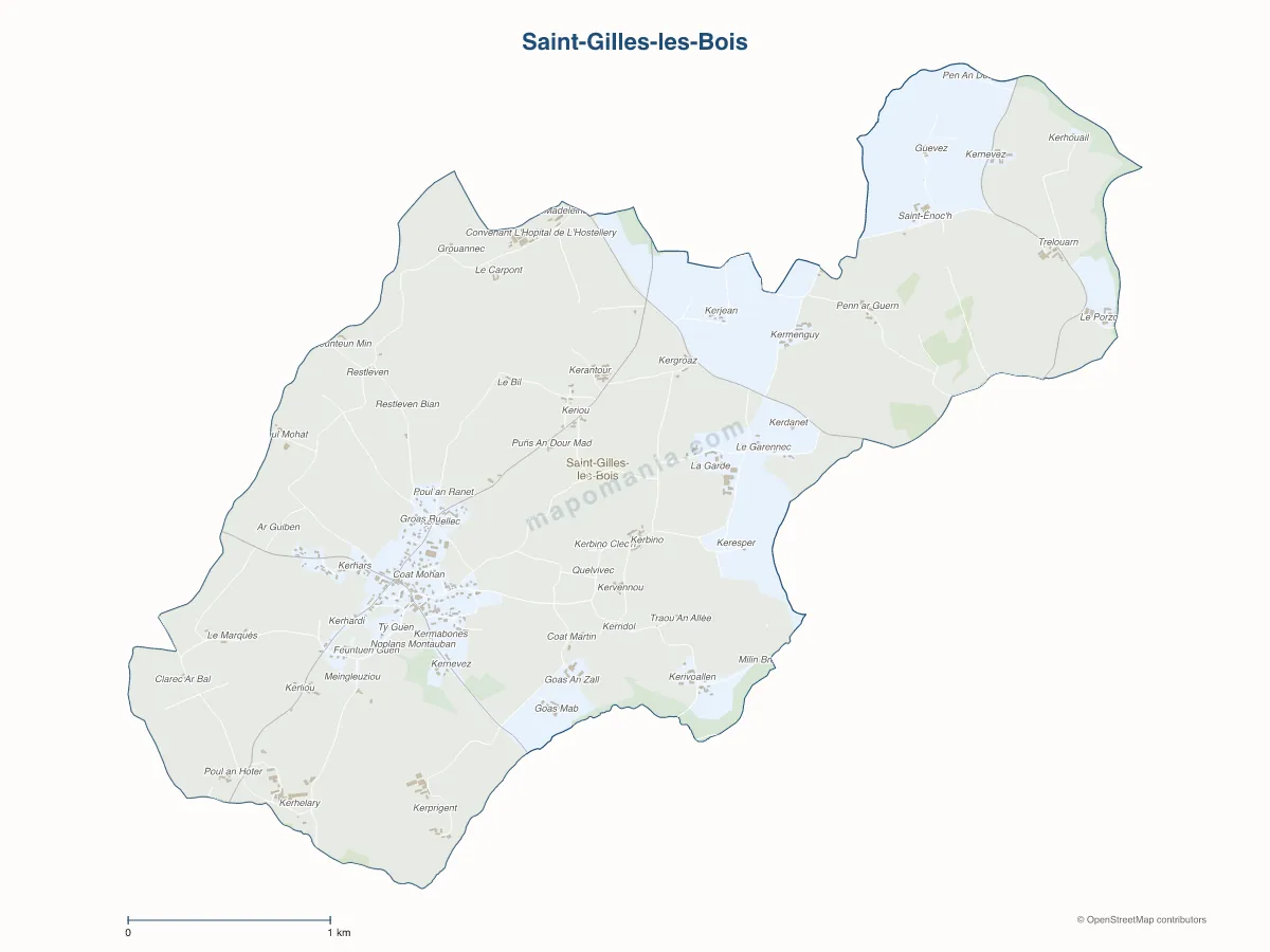 Carte de Saint-Gilles-les-Bois à personnaliser
