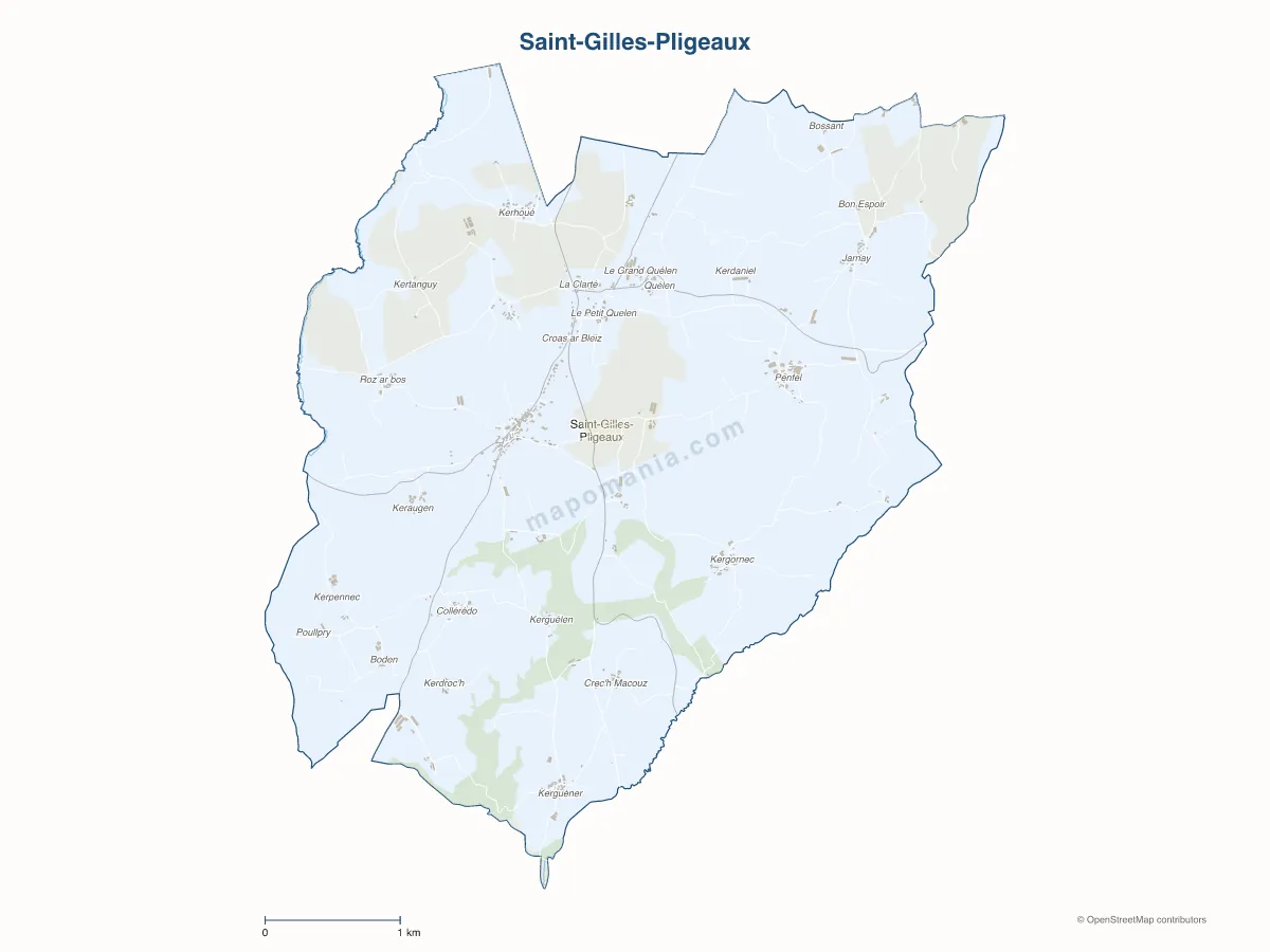 Carte de Saint-Gilles-Pligeaux à personnaliser