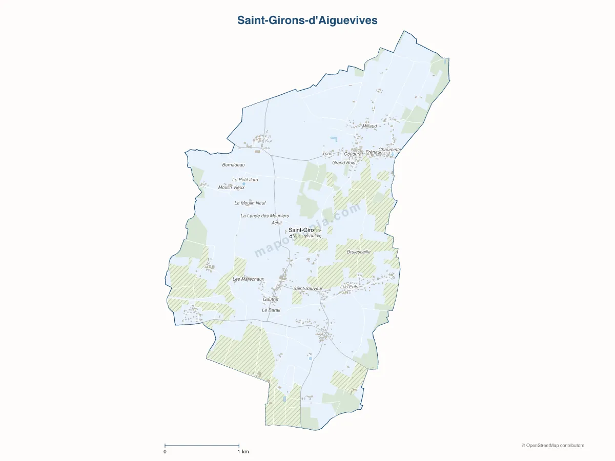 Carte de Saint-Girons-d'Aiguevives à personnaliser