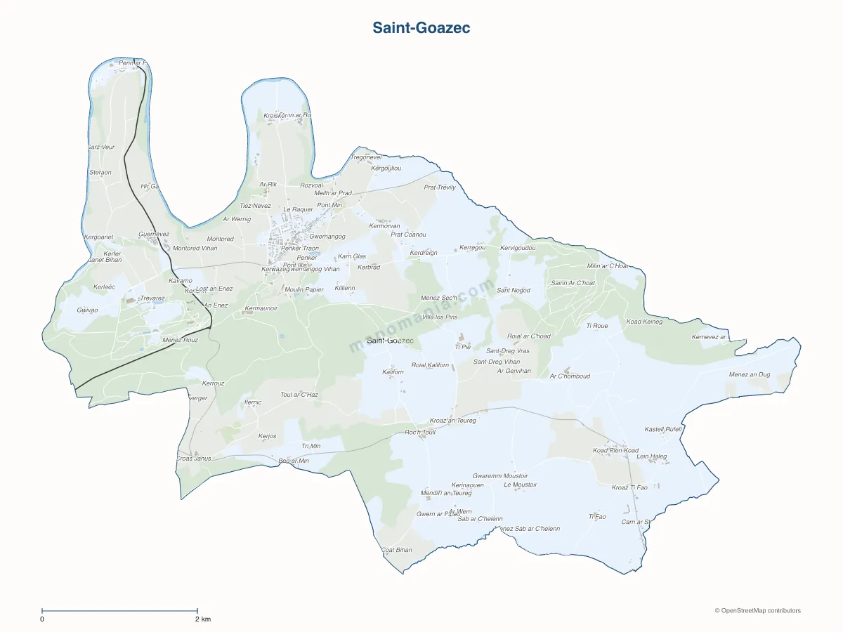 Carte de Saint-Goazec à personnaliser