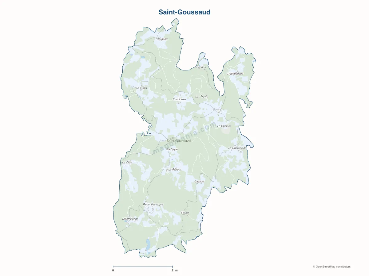 Carte de Saint-Goussaud à personnaliser
