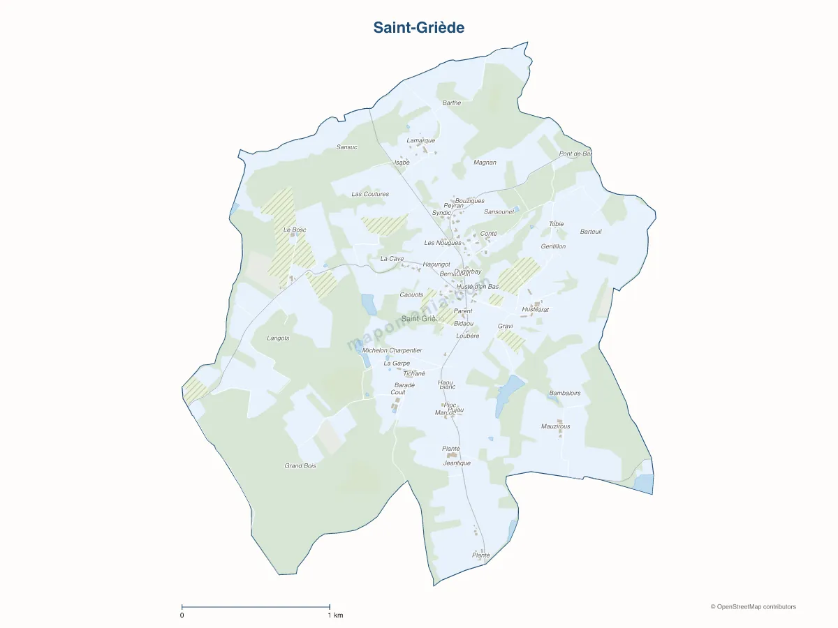 Carte de Saint-Griède à personnaliser