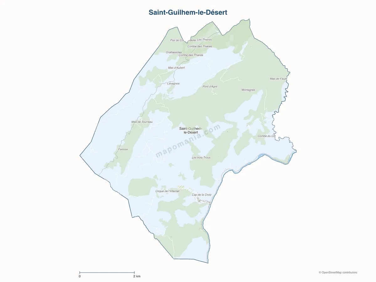 Carte de Saint-Guilhem-le-Désert à personnaliser