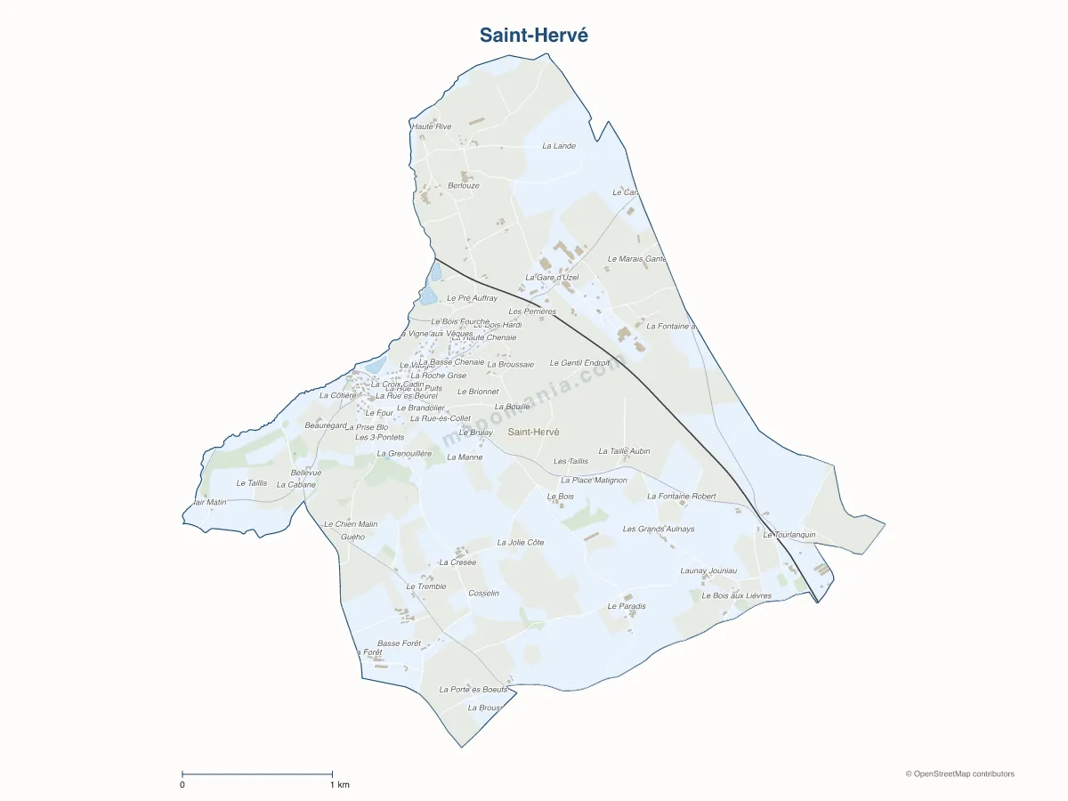 Carte de Saint-Hervé à personnaliser