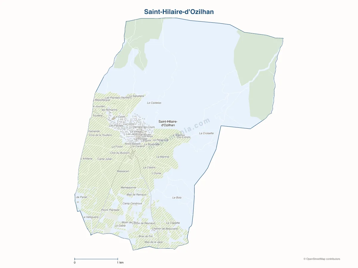 Carte de Saint-Hilaire-d'Ozilhan à personnaliser