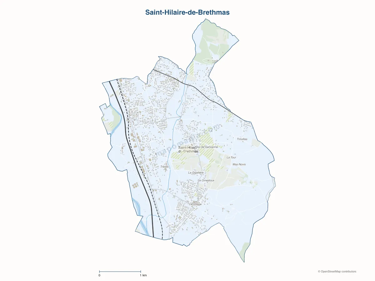 Carte de Saint-Hilaire-de-Brethmas à personnaliser