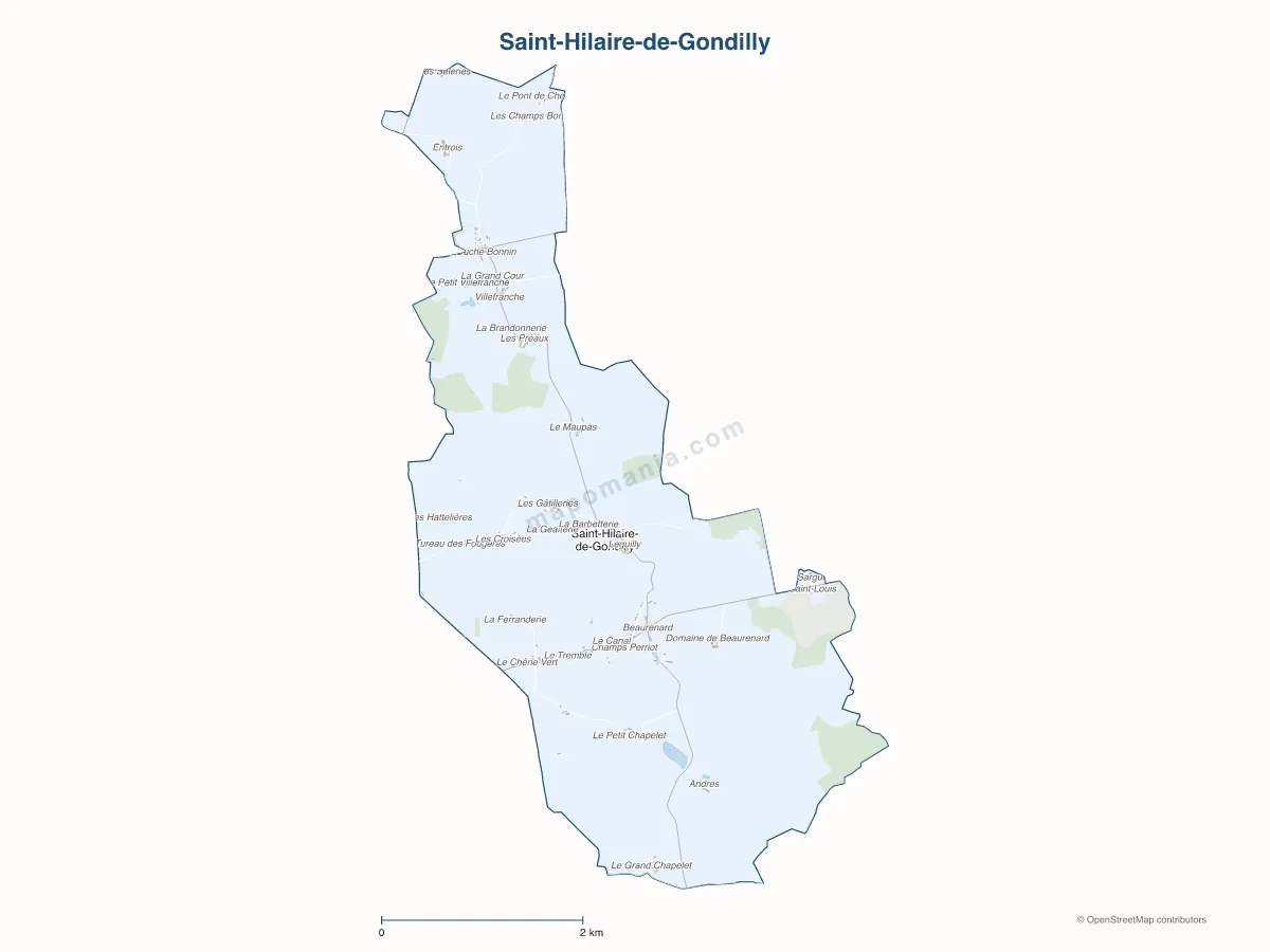 Carte de Saint-Hilaire-de-Gondilly à personnaliser
