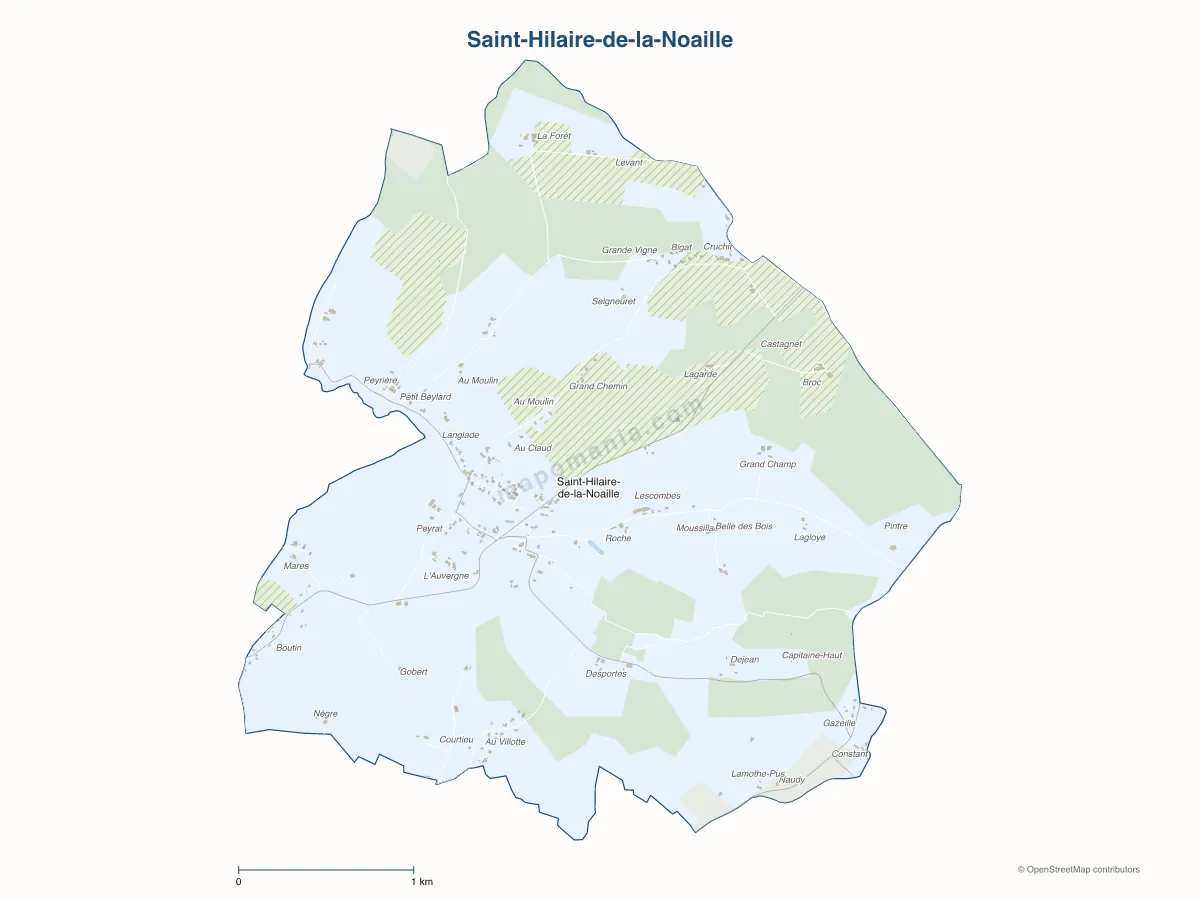 Carte de Saint-Hilaire-de-la-Noaille à personnaliser