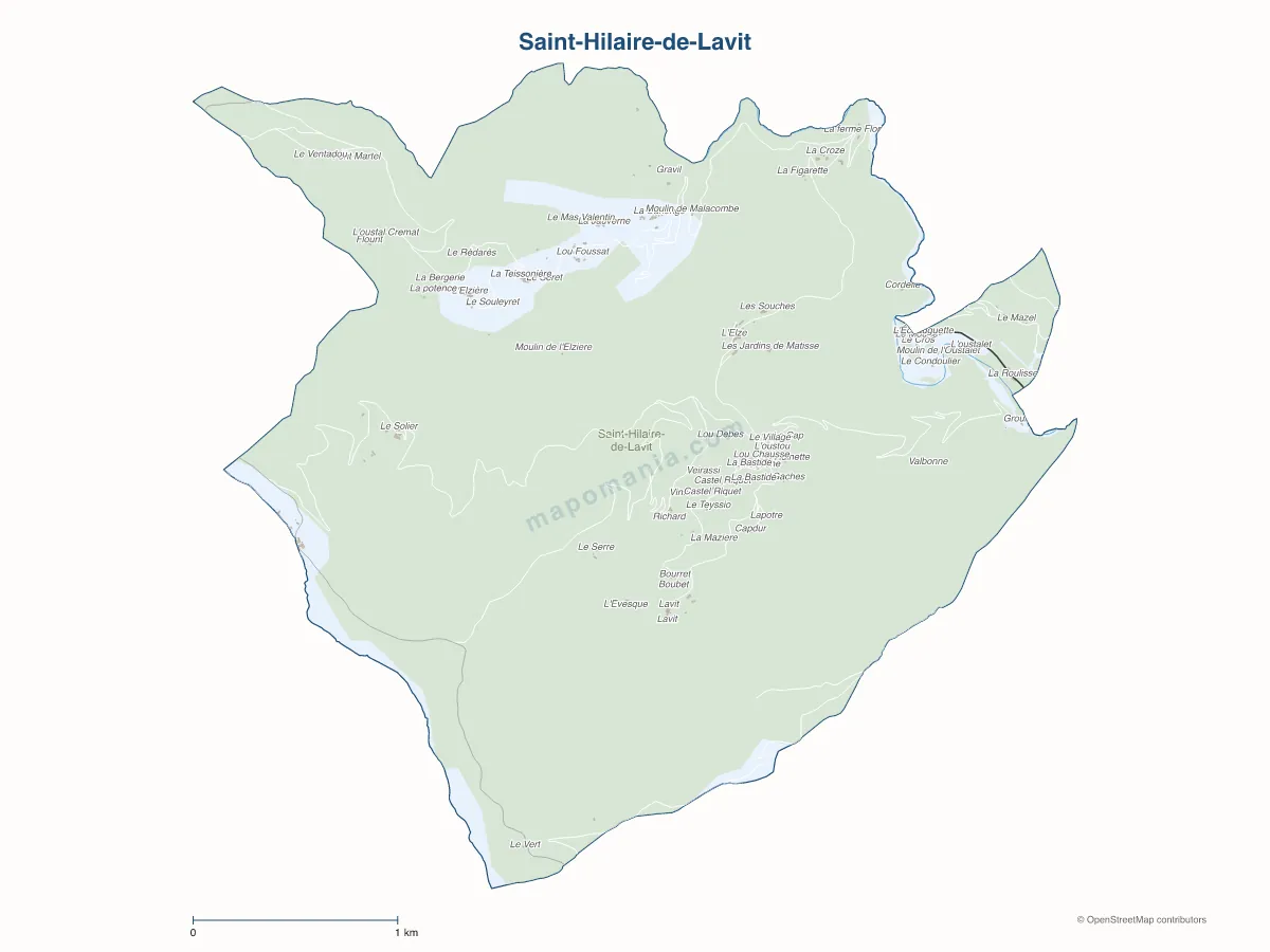 Carte de Saint-Hilaire-de-Lavit à personnaliser