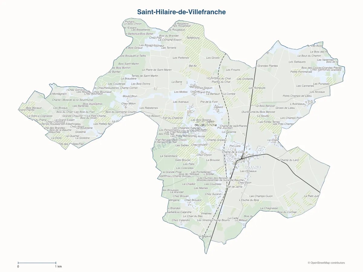 Carte de Saint-Hilaire-de-Villefranche à personnaliser