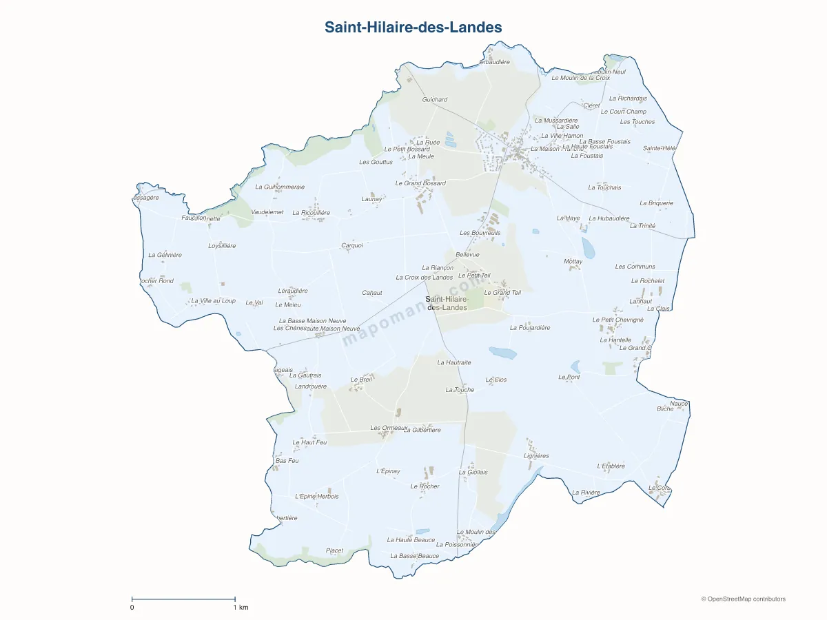 Carte de Saint-Hilaire-des-Landes à personnaliser
