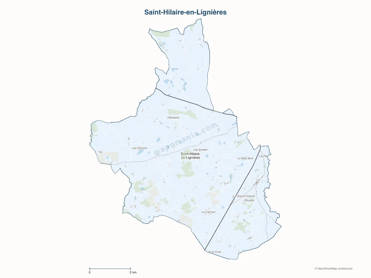 Carte de Saint-Hilaire-en-Lignières à personnaliser