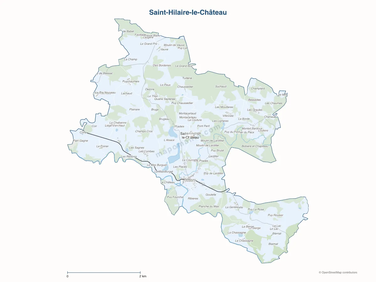Carte de Saint-Hilaire-le-Château à personnaliser