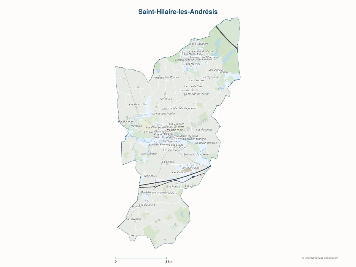 Carte de Saint-Hilaire-les-Andrésis à personnaliser