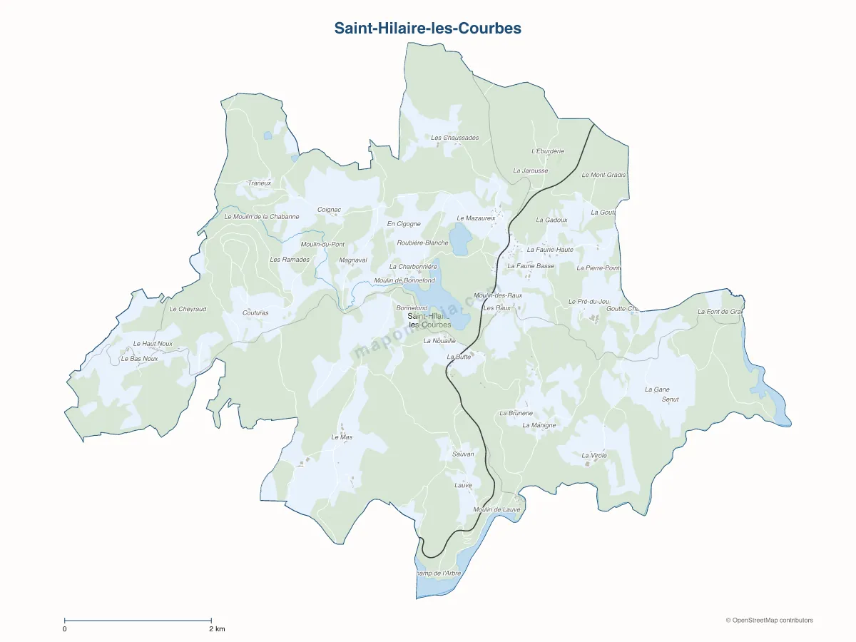 Carte de Saint-Hilaire-les-Courbes à personnaliser