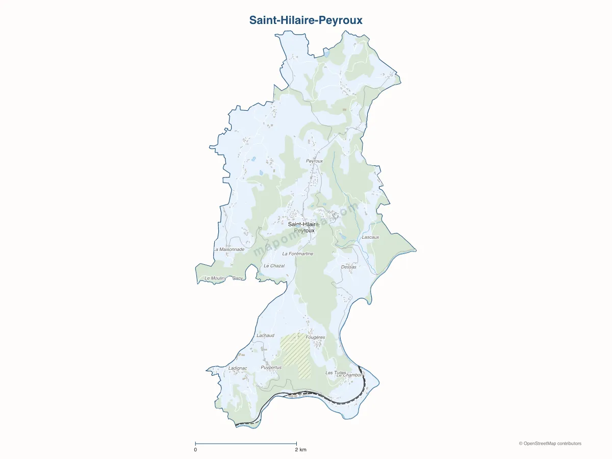 Carte de Saint-Hilaire-Peyroux à personnaliser