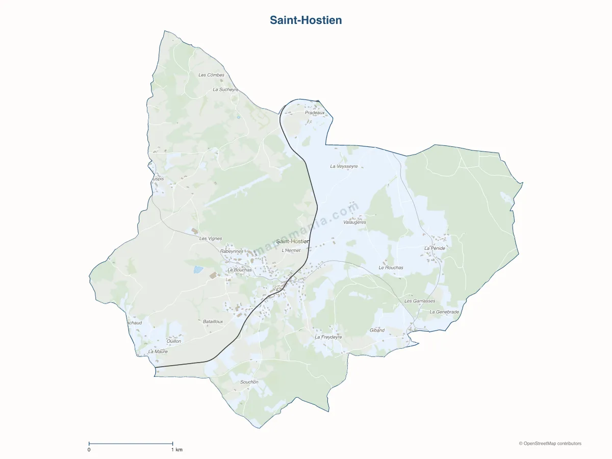 Carte de Saint-Hostien à personnaliser
