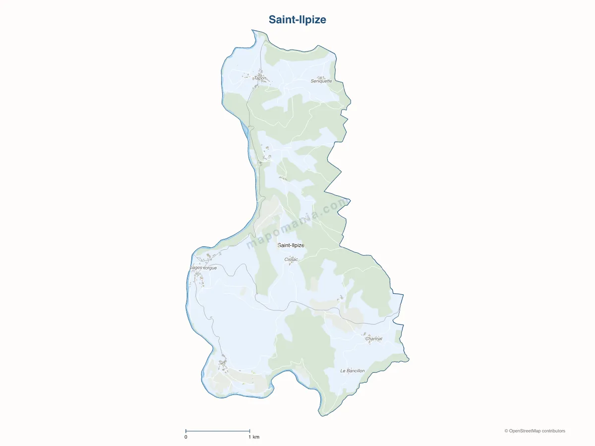 Carte de Saint-Ilpize à personnaliser