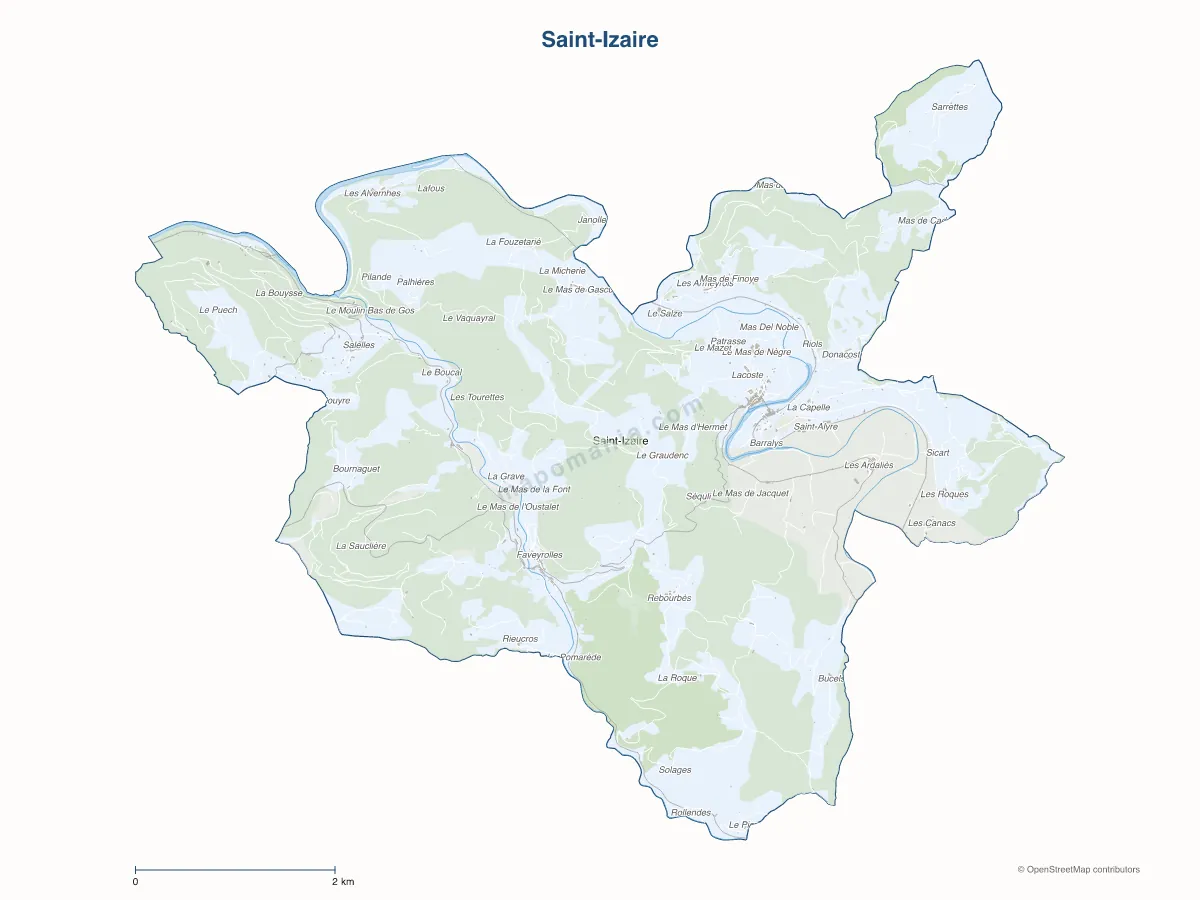 Carte de Saint-Izaire à personnaliser