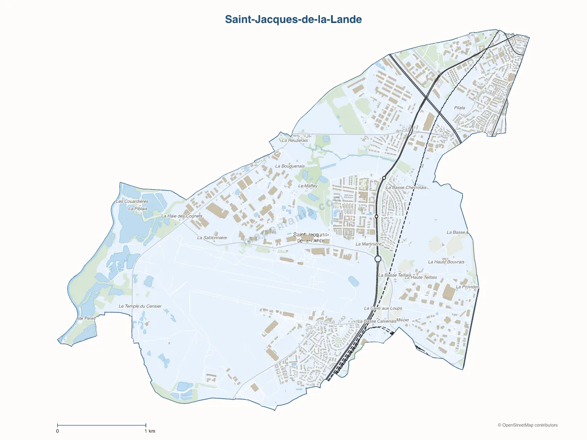 Carte de Saint-Jacques-de-la-Lande à personnaliser