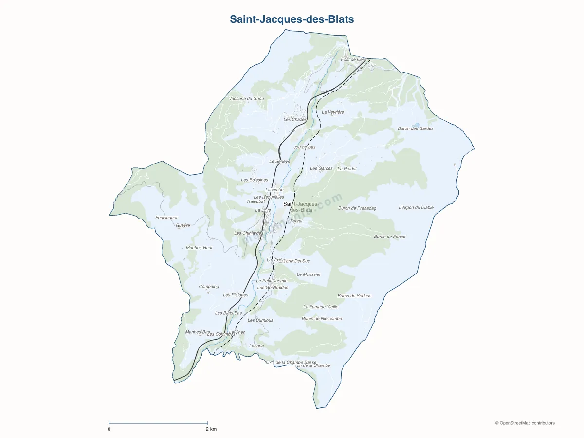 Carte de Saint-Jacques-des-Blats à personnaliser
