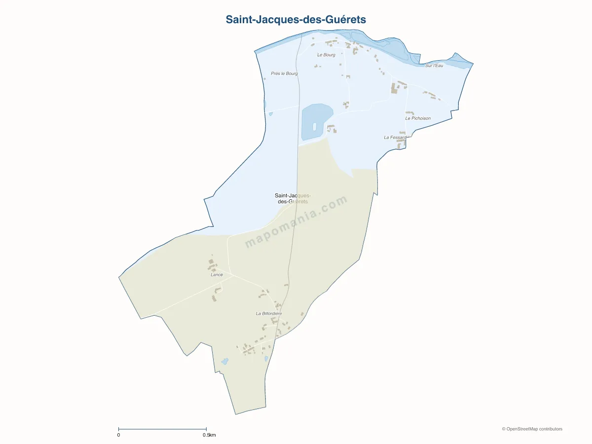 Carte de Saint-Jacques-des-Guérets à personnaliser