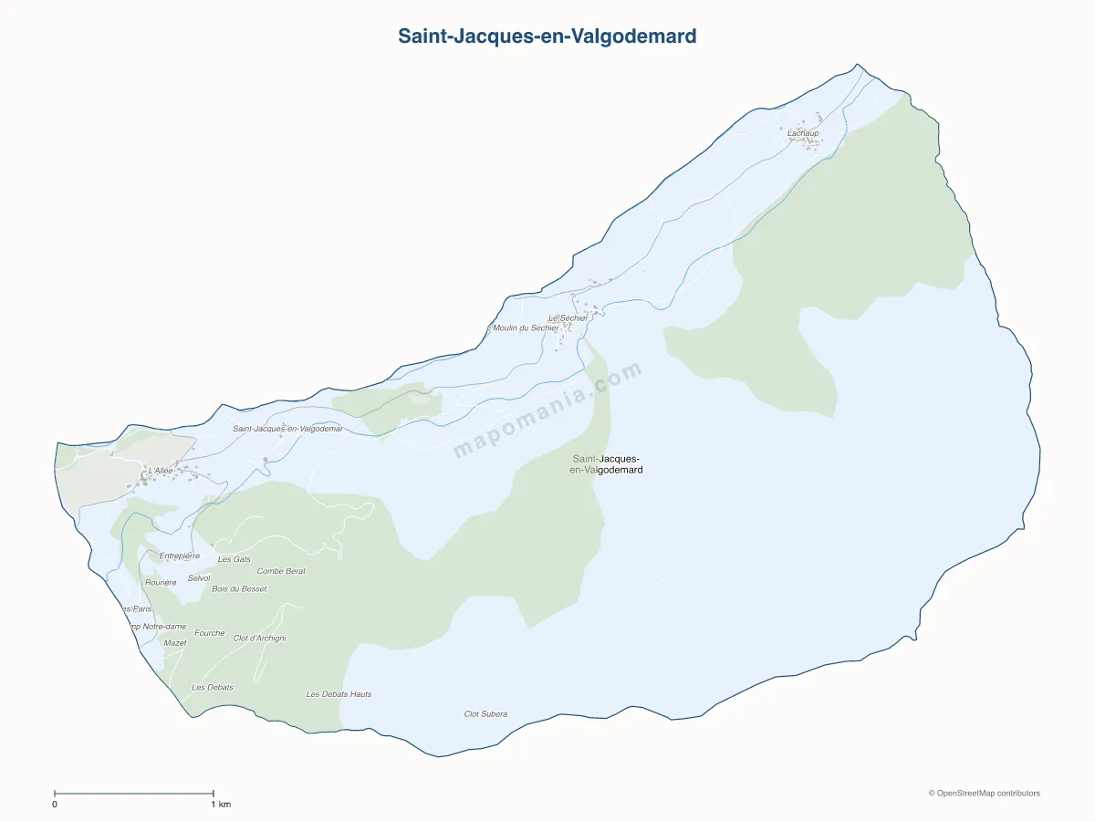 Carte de Saint-Jacques-en-Valgodemard à personnaliser