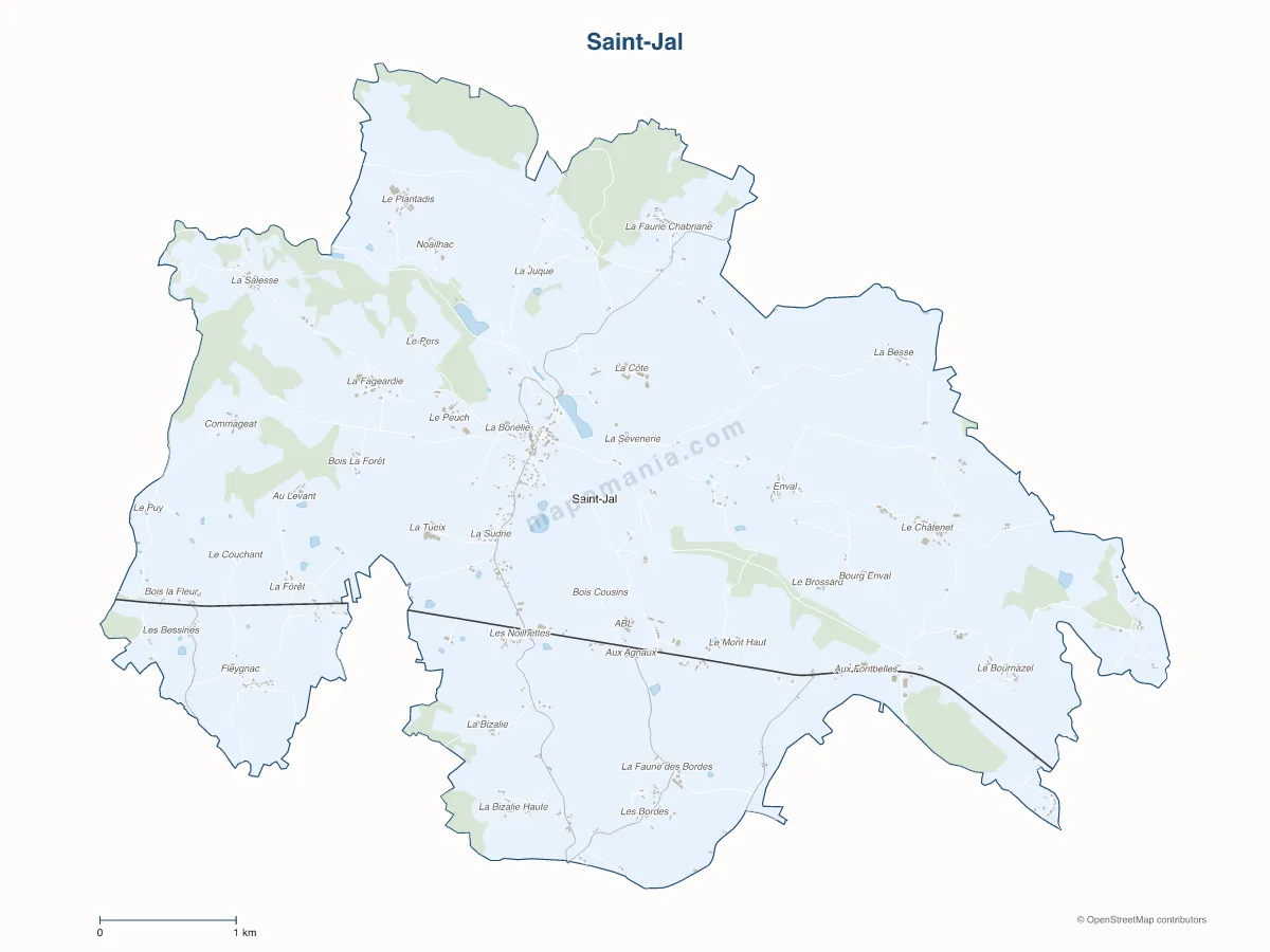 Carte de Saint-Jal à personnaliser