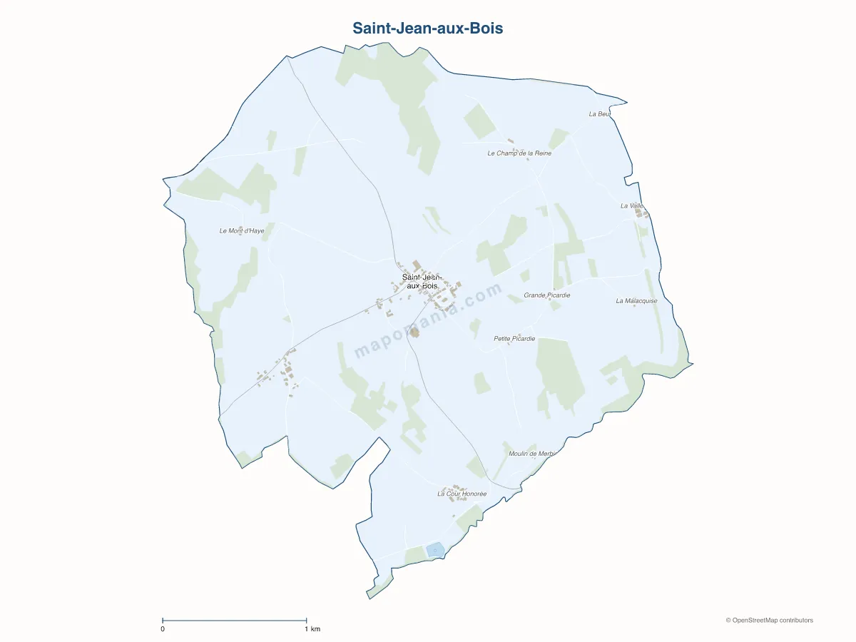 Carte de Saint-Jean-aux-Bois à personnaliser