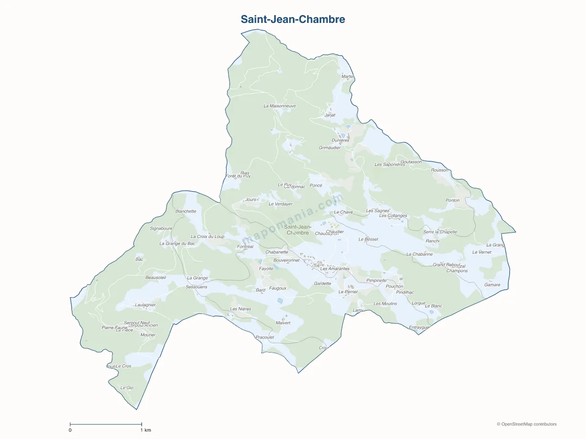 Carte de Saint-Jean-Chambre à personnaliser