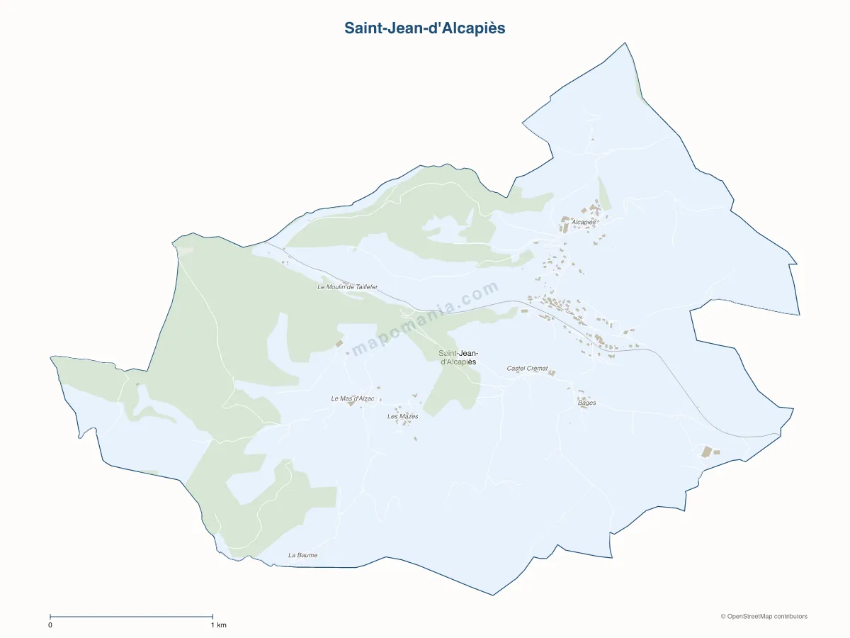 Carte de Saint-Jean-d'Alcapiès à personnaliser