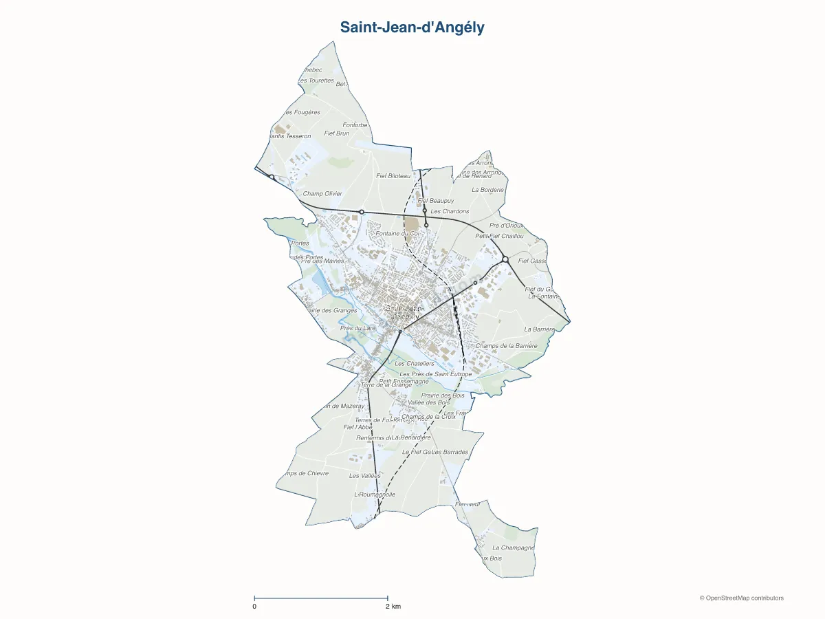 Carte de Saint-Jean-d'Angély à personnaliser