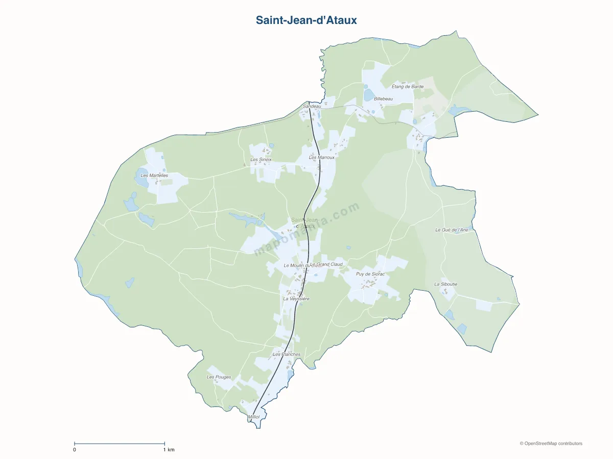 Carte de Saint-Jean-d'Ataux à personnaliser