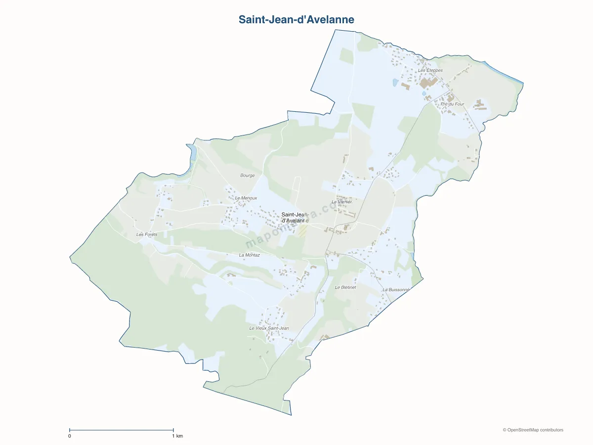 Carte de Saint-Jean-d'Avelanne à personnaliser