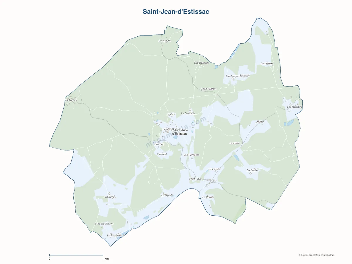 Carte de Saint-Jean-d'Estissac à personnaliser